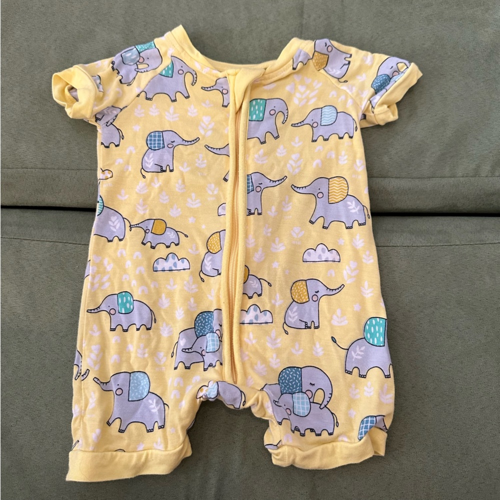 Little Sleepies Yellow Elephant Shorty Romper